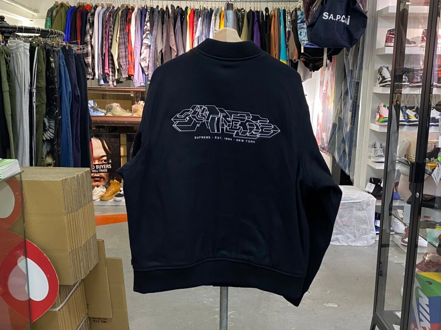 19AW/Delta logo varsity jacket/スタジャン/L/ウール/BLK Supreme 
