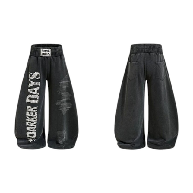 ロゴグラフィックダメージライクワイドスウェットパンツ 1col R02474