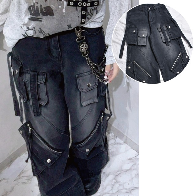 【新作】コードポケットZIP ヘムデザインデニムパンツ