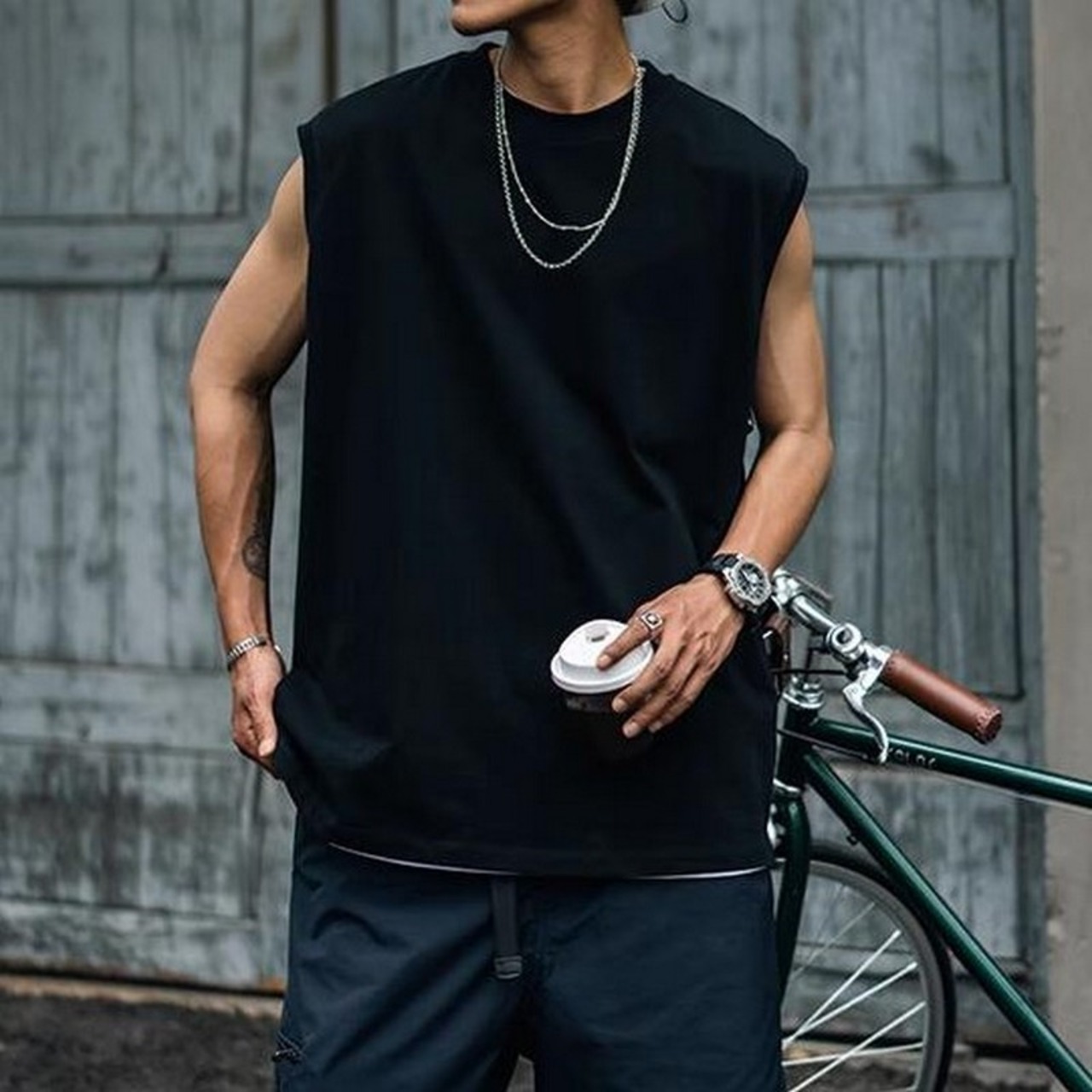 シンプルノースリーブTシャツ　A4257