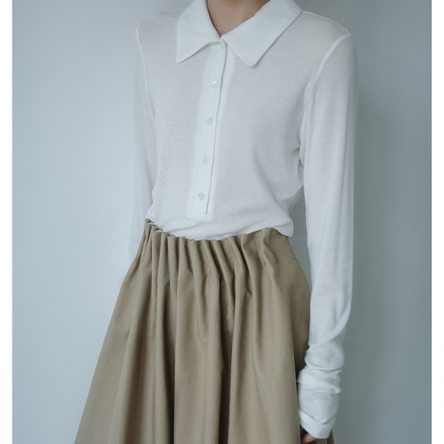 Half button long sleeve knit t-shirt   G1013