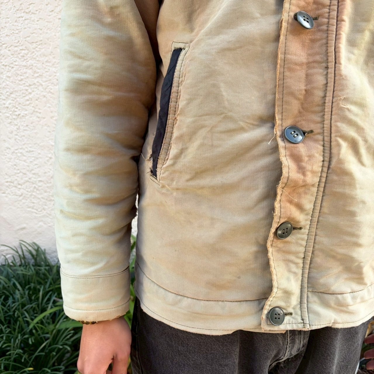 雰囲気抜群 70s フランス軍 実物 N-1 デッキジャケット 鬼フェード