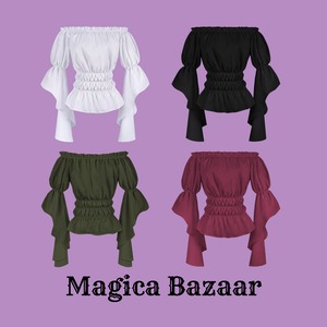 オフショルダーシャーリングブラウス　M25029