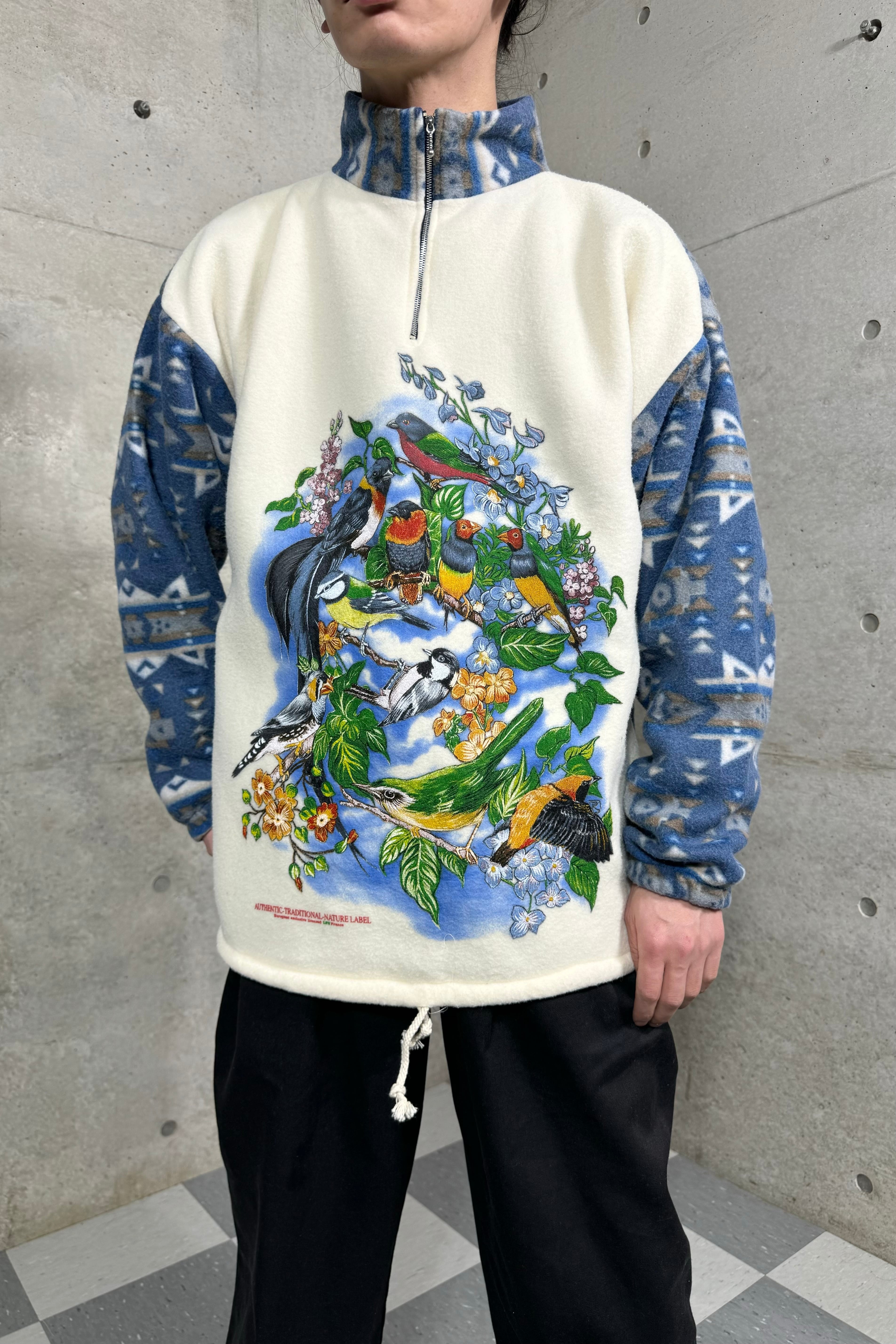 old half zip animal fleece jacket