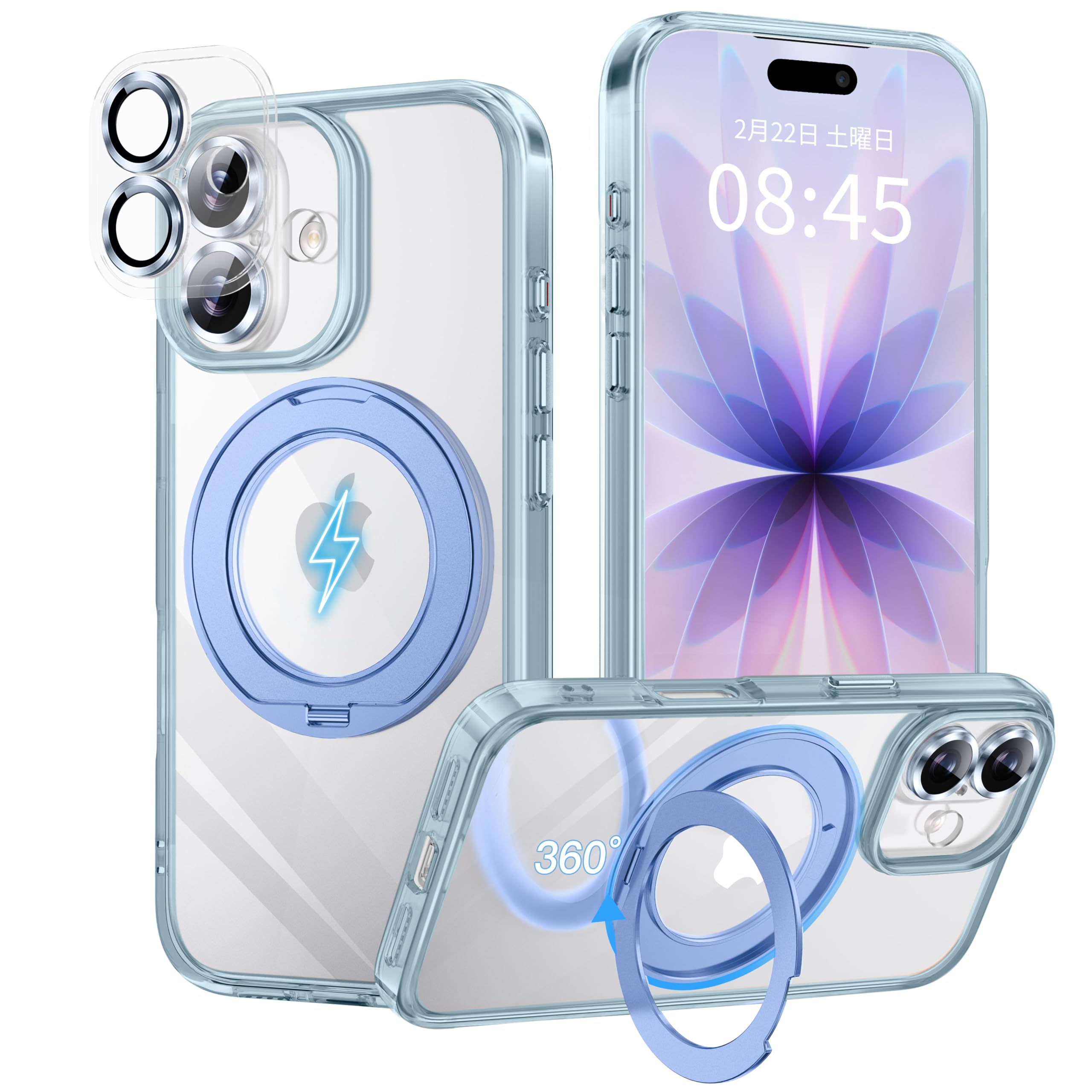 【カメラ全面保護&極上の透明感】 Defuri iPhone 16 用 ケース MagSafe対応(アルプスブルー)