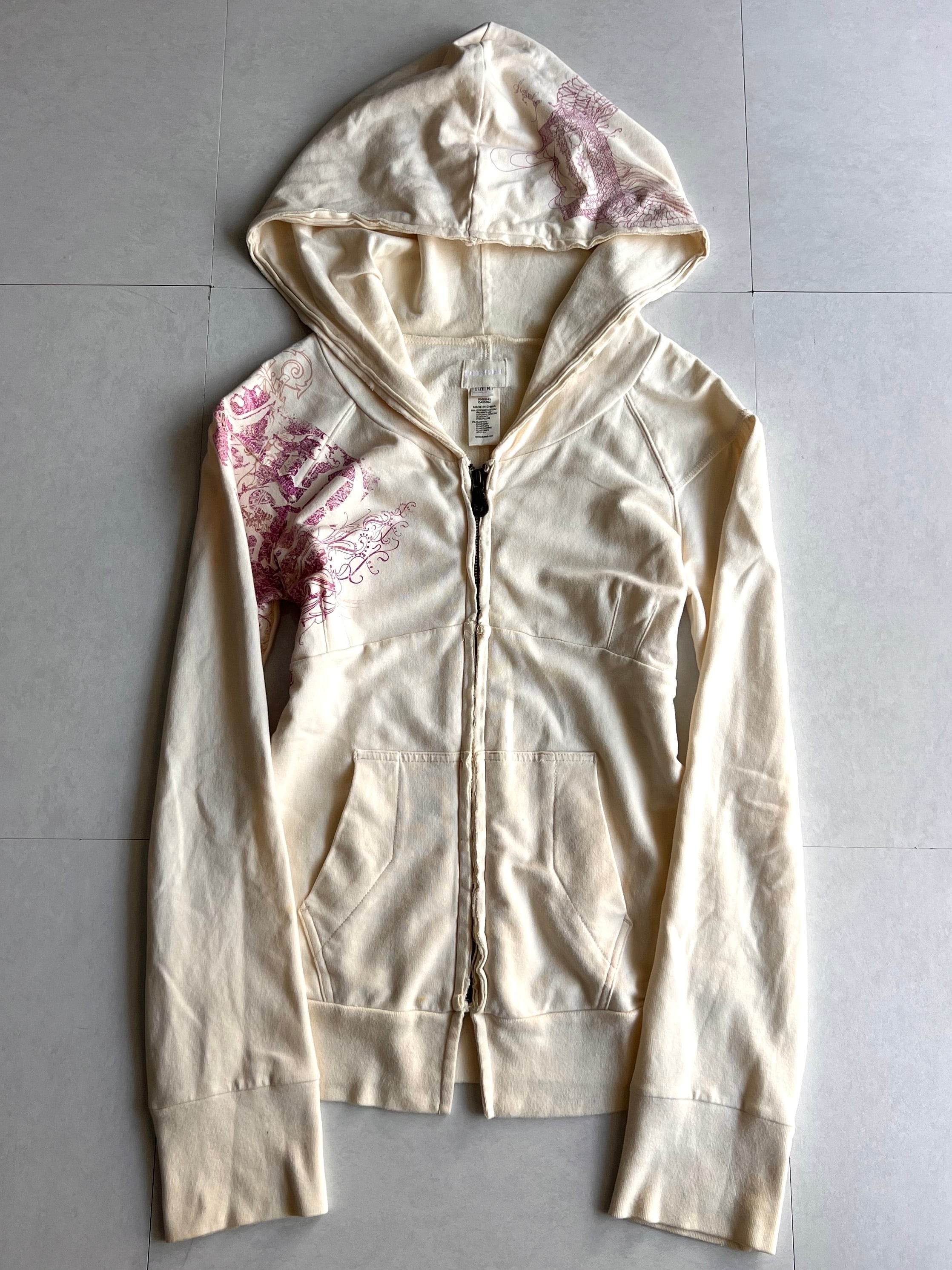 "DIESEL" Design Cut-off Zip Hoodie