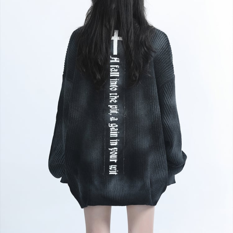 ジップアップ オーバーサイズ ヒップ丈 ニットカーディガン ◆2col L00226