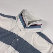 TOMMY HILFIGER トミーヒルフィガー ボーダー 鹿の子 半袖 ポロシャツ サイズ XL /ホワイト×ブルーグレー系 メンズ