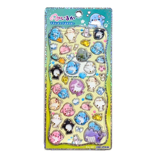 プチドロップステッカー　ゆるいるか　Night sea