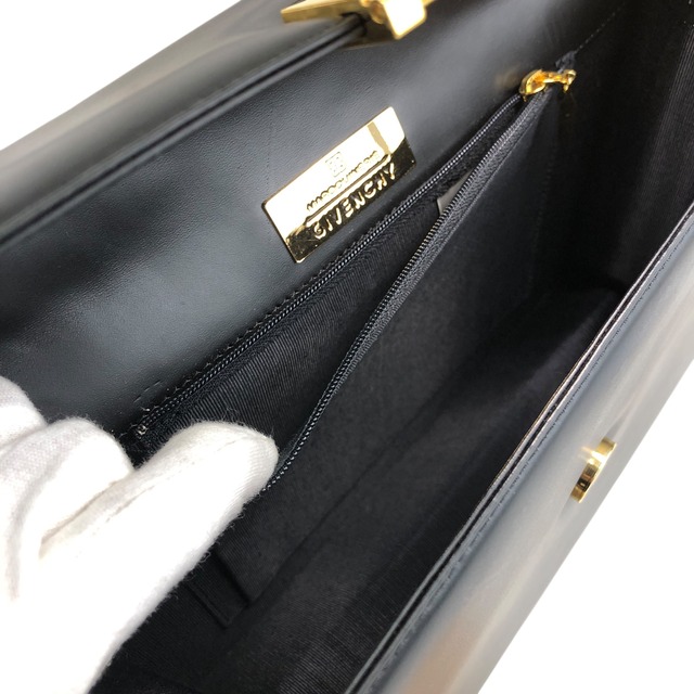 GIVENCHY ジバンシィ ハンドバッグ ブラック ゴールド ロゴ レザー vintage ヴィンテージ オールド y55t2m