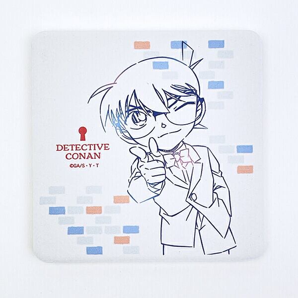 名探偵コナン ラインアート 角型陶製吸水コースター キッチン