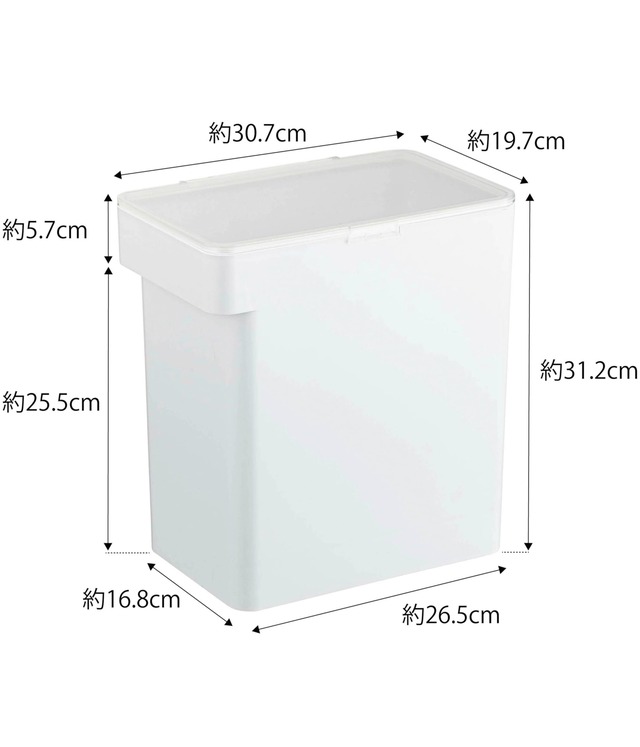 山崎実業(Yamazaki) 密閉 米びつ 10ｋｇ 計量カップ付 ホワイト 約W30.7XD19.7XH31.2cm タワー 湿気 酸化防止 5423