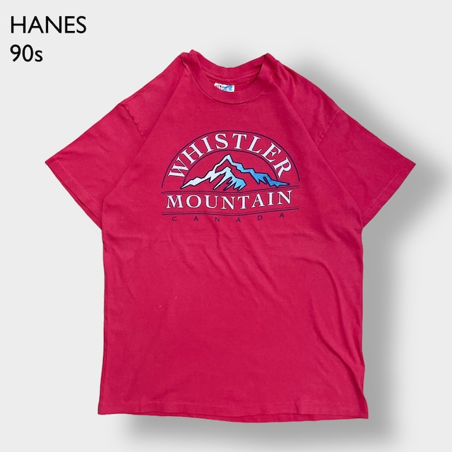 【HANES】90s USA製 BEEFY-T Tシャツ シングルステッチ カナダ ウィスラーマウンテン WHISTLER MOUMTAINプリント アーチロゴ ヴィンテージ M 半袖 US古着