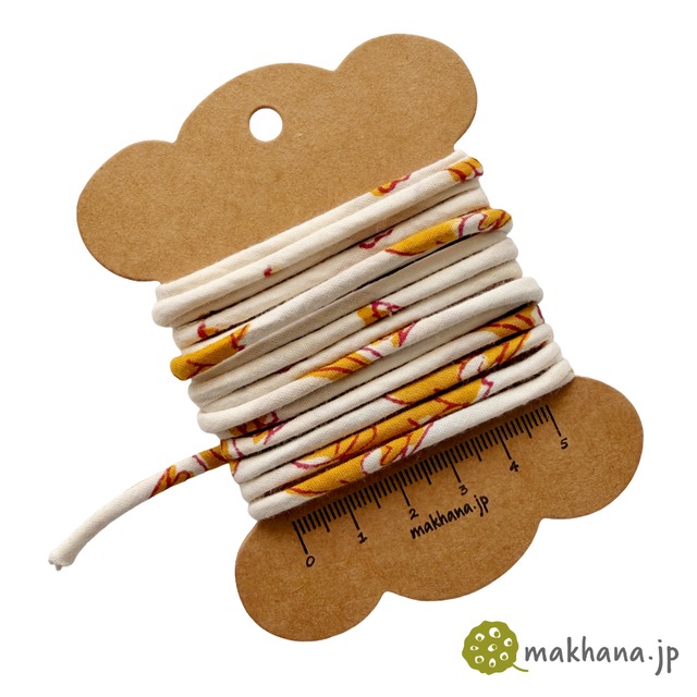 インド製 ハンドブロックプリント 丸紐 手芸用 3mm幅 2m A ※2本以上でご注文ください