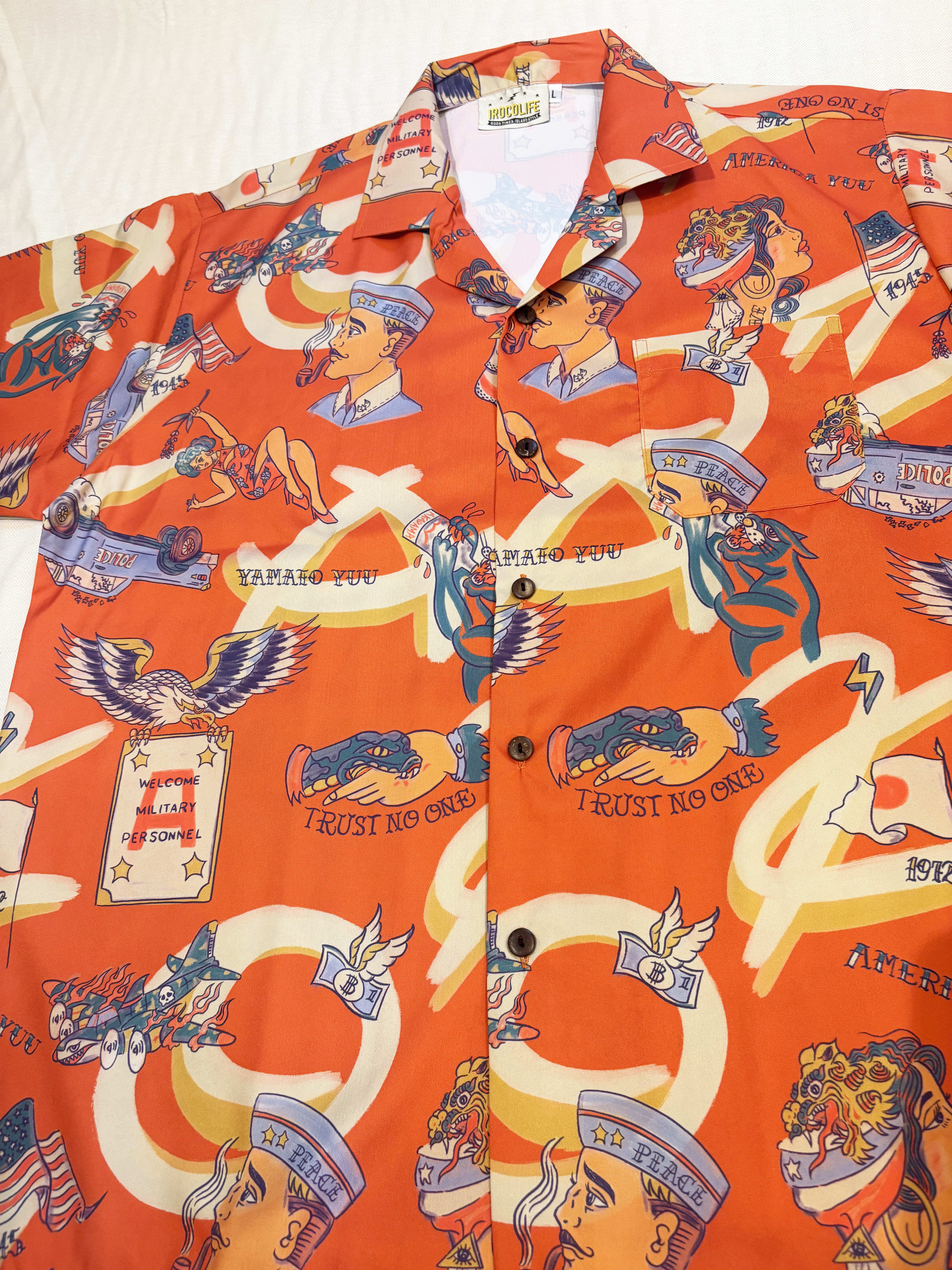 希少！ HAWAIIAN アロハシャツオレンジ 三角タグ 古銭ボタンМ 1972KOZAアロハシャツ【オレンジ】 | 沖縄のセレクトショップ