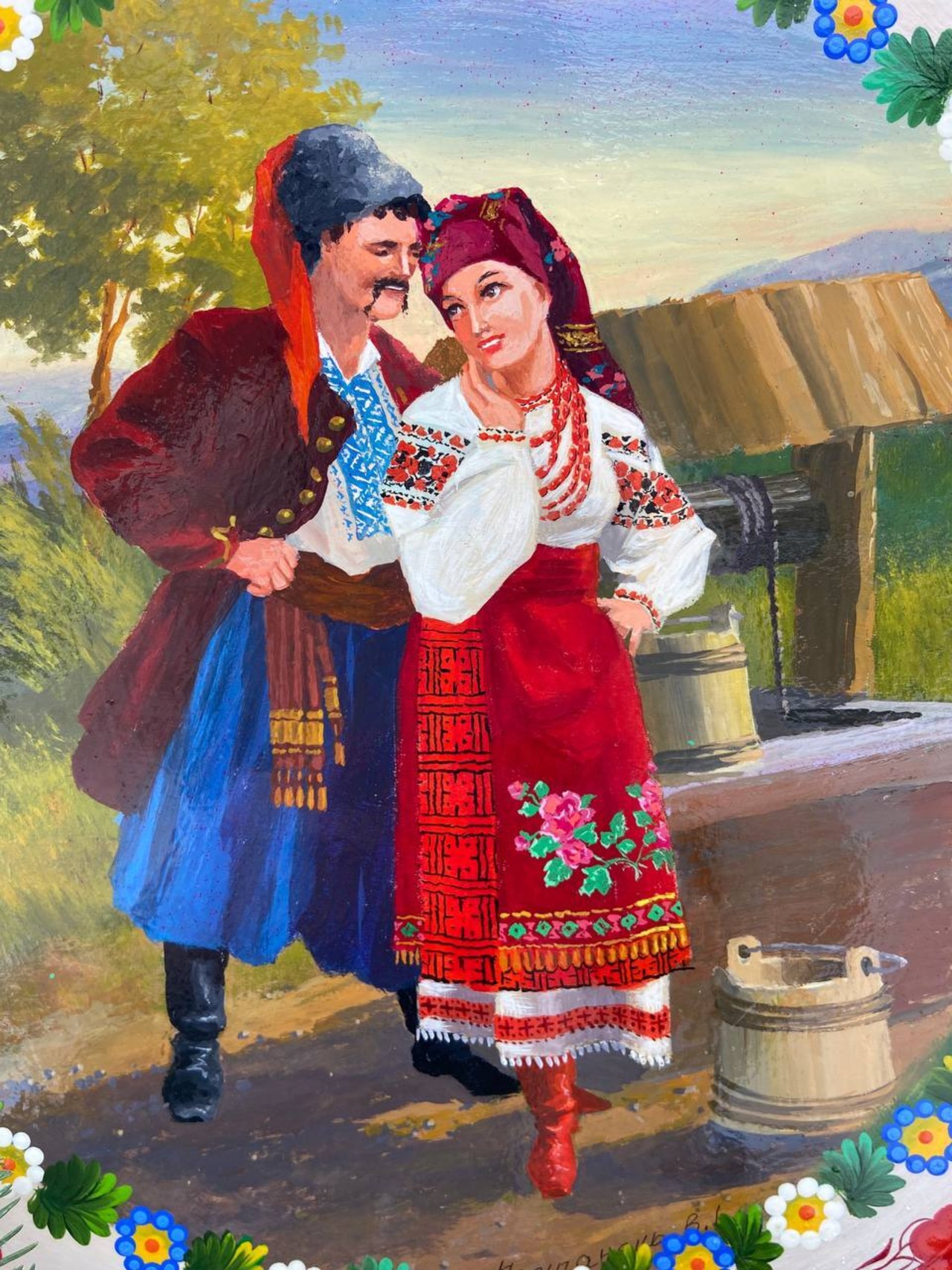 ペトリキウカ塗りのプレート（巨匠ホロベッツ作）40cm - 2