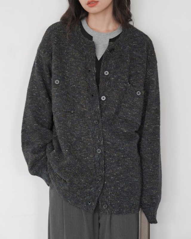 Mixed color loose knit cardigan　TH3620