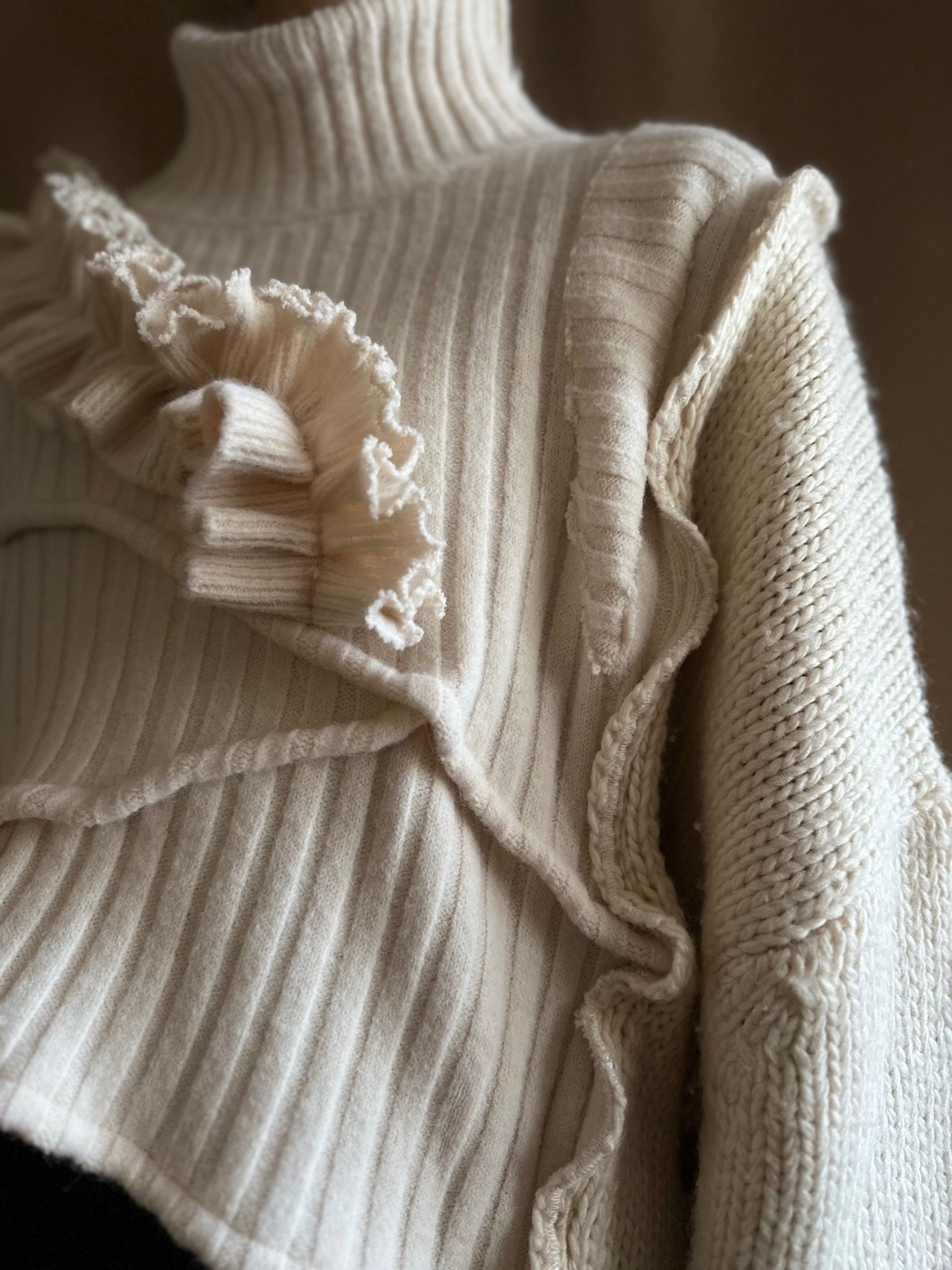 frill design volume sleeve remake knit-3779-12