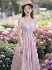 【0029】Pastel Pink Flower Short Sleeve Dress