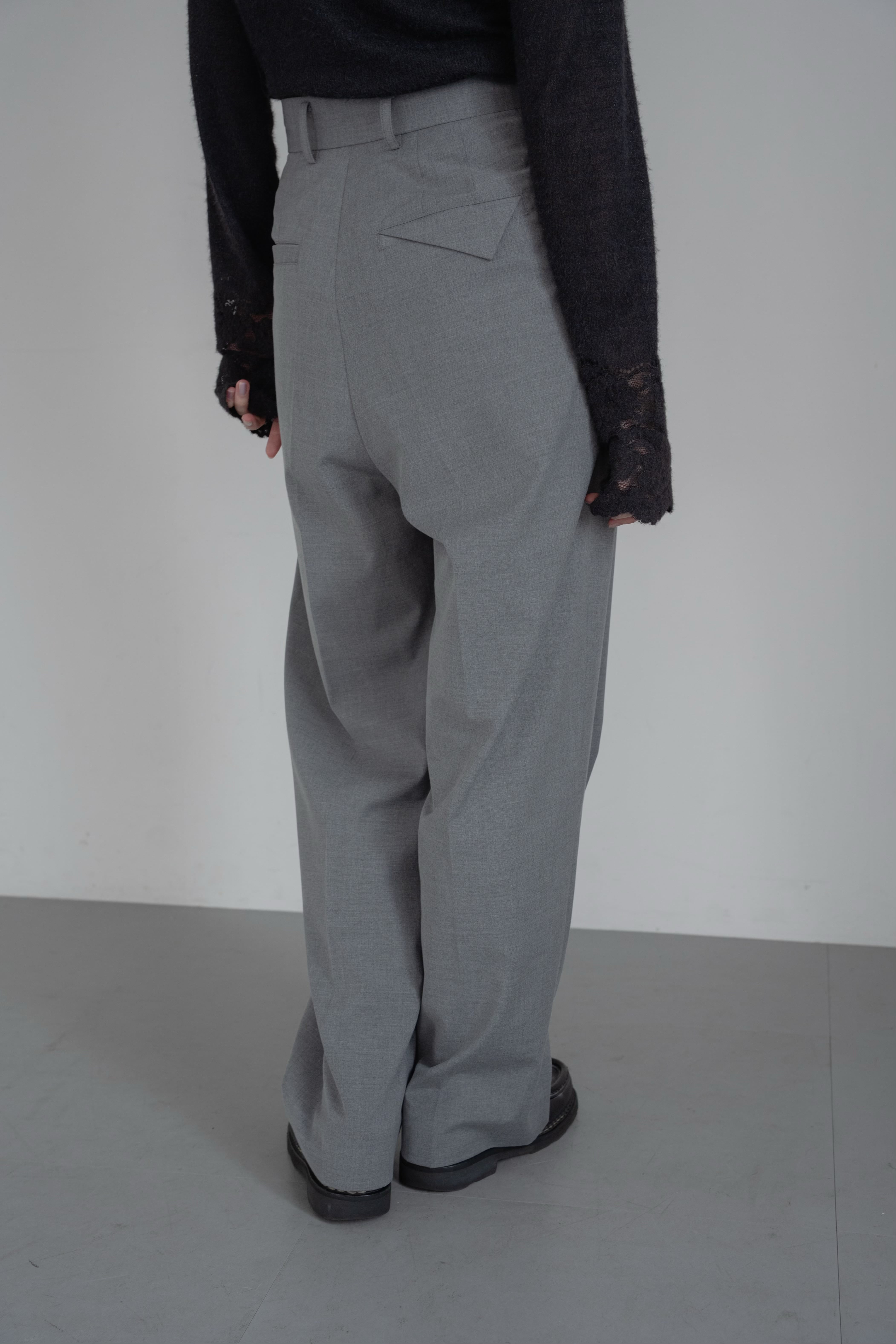 【philme】shell button slacks pants gray shell button slacks pants | philme