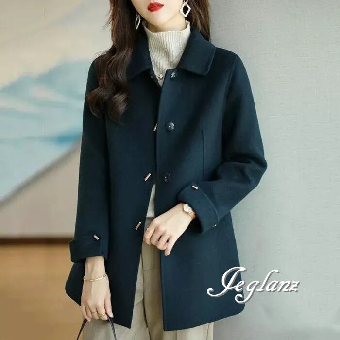 3色 ニット ミドル丈 コート 襟付き スナップ ボタン シンプル派(MB007)τ