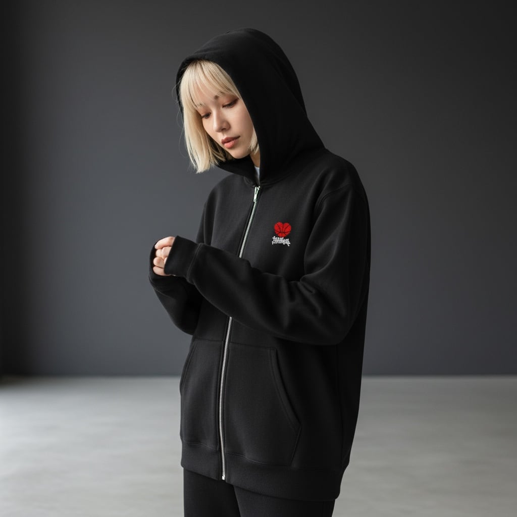 BOUNCYLOVE あかつき ジップアップパーカー（黒） | WANDAO STORE