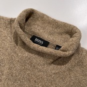 HUGO BOSS ヒューゴボス シルク混 ウール モックネック ニット セーター M /ベージュ系/メンズ/D-TK407