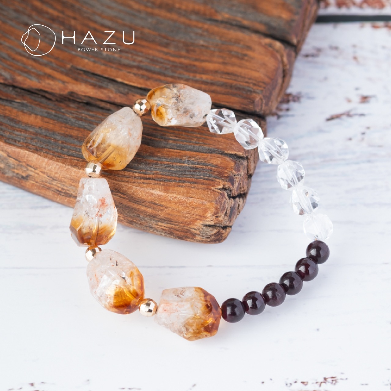 大粒シトリンの豊かな情熱［シトリン／ガーネット／水晶］