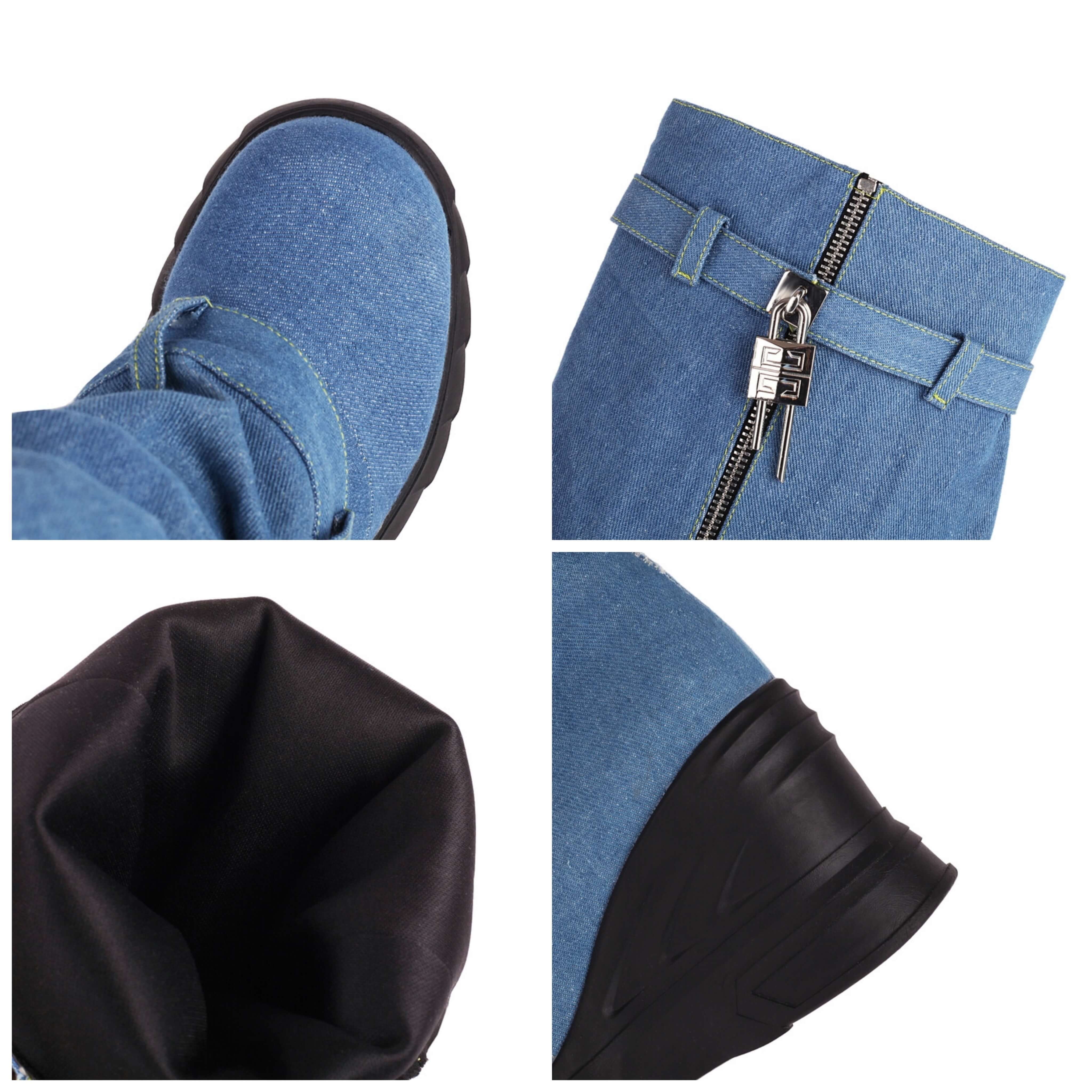 size26.5cmあり】フレアデニムレイヤードロングブーツ9cm全2色 size26.5cmあり】フレアデニムレイヤードロングブーツ9cm全2色