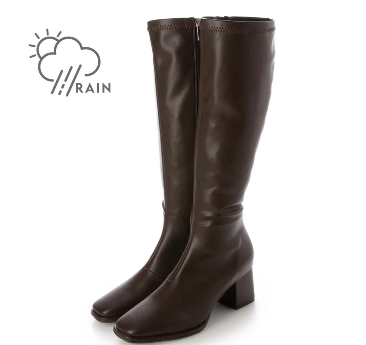 VOL/イーボル】 【晴雨兼用・美脚効果あり】ストレッチスクエアロングブーツ IZ5813