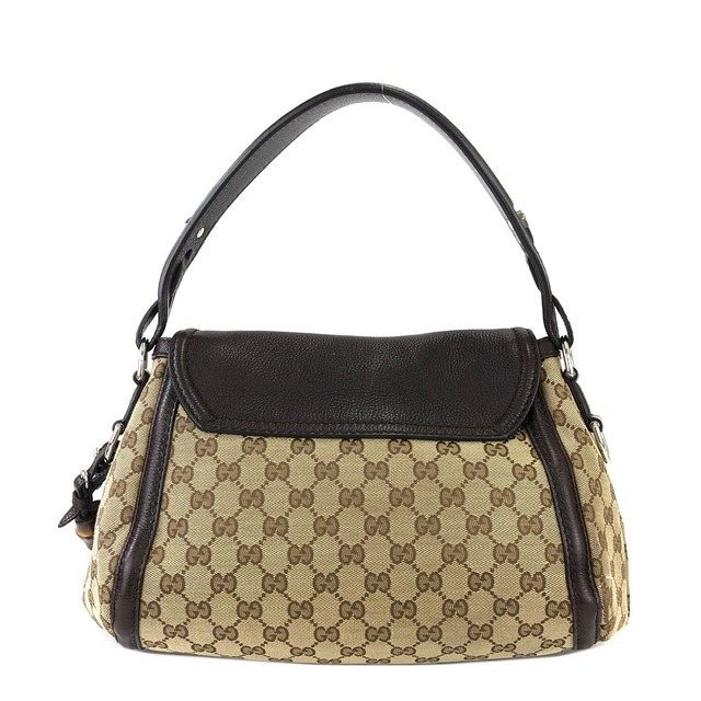 GUCCI グッチ　GGキャンバス　バンブータッセル　フリンジ　セミショルダーバッグ 　ベージュ×ブラウン　vintage　ヴィンテージ　オールドグッチ　67z6bi