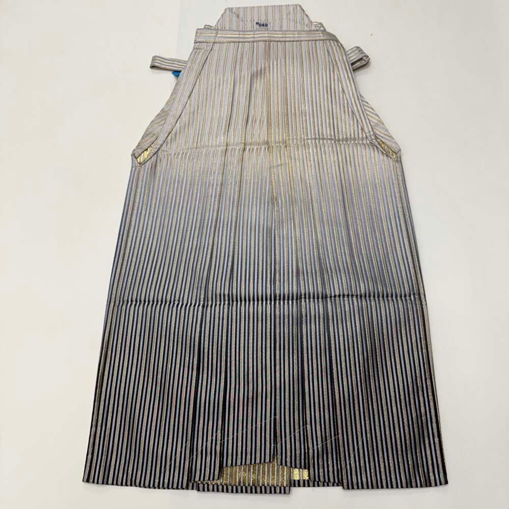 袴 行灯袴 男袴 紐下丈 90cm 男性用袴 L-2Lサイズ 紋付 成人式袴 縞 ぼかし 中古 4868