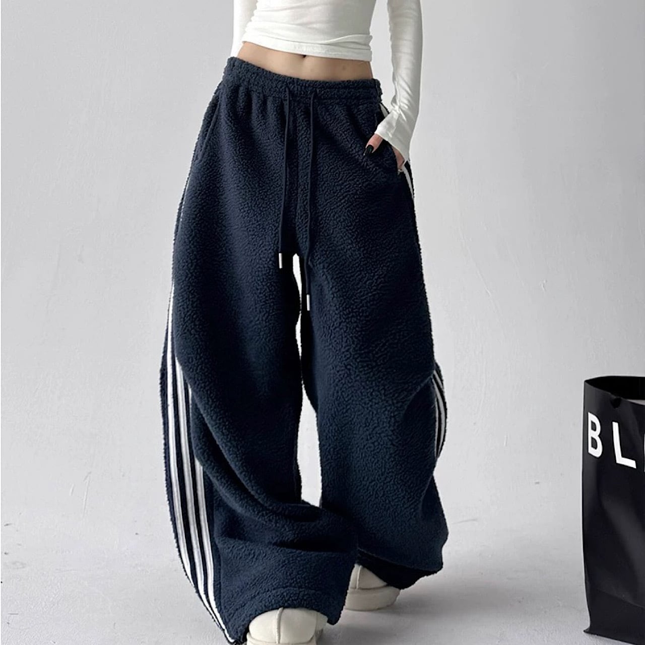 サイドライン ワイド 裾絞り スウェットパンツ ◆5col SA10237