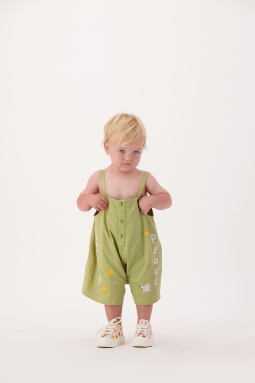 TINY COTTONS - TINY PEACE BABY DUNGAREE / olive green