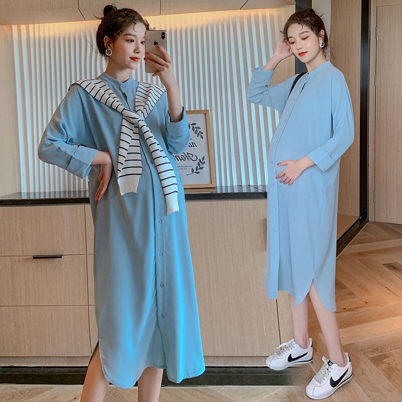 【新作】【送料無料】 マタニティウェア2020秋と冬の新しいトレンディな母親のスプリットショールカラードレス小さな新鮮なミドル丈のマタニティドレス-アリババ オータム 秋物 ウィンター 冬物 expec250890687356