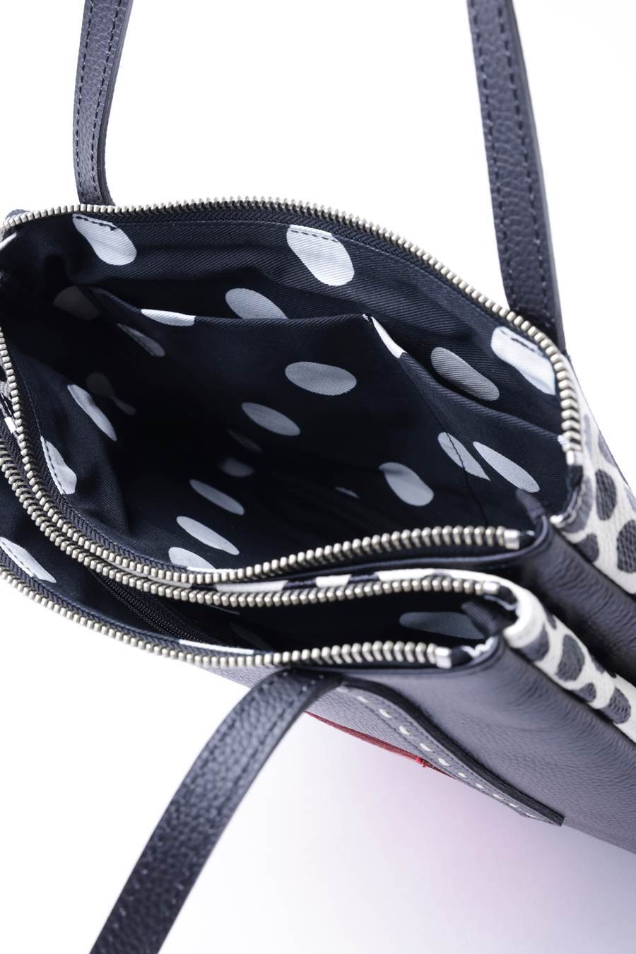 黒 レザー ショルダーバッグ ドット柄 ショルダーバッグ レディース 斜めがけ 大人 本革 牛革【Verdadot