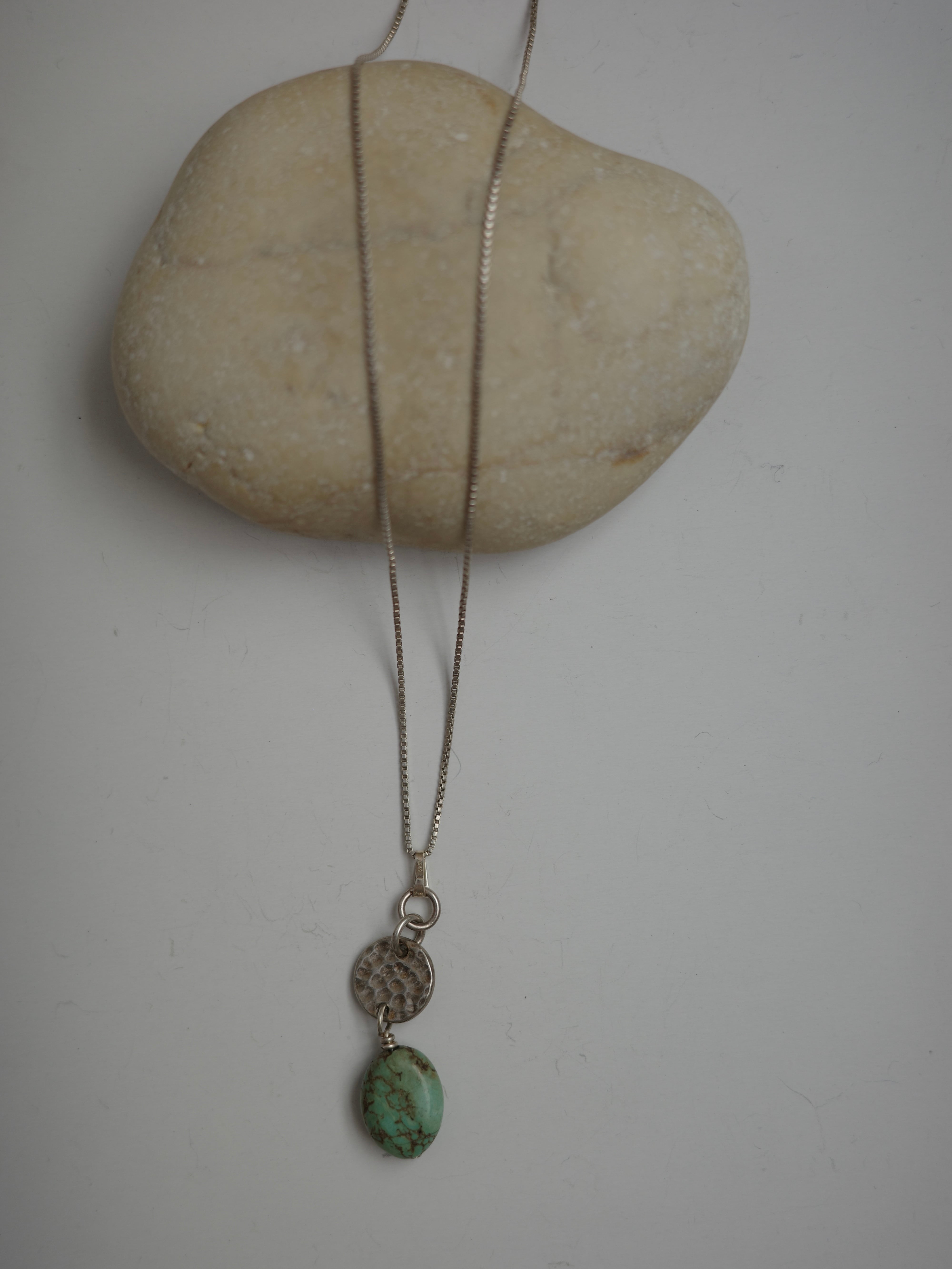 〈vintage silver925〉double circle turquoise necklace