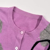 カシミヤ100% Firosa フィローザ ラインストーン デザイン ニット カーディガン M/パープル系 レディース