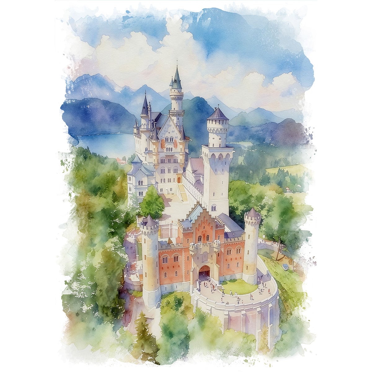 絵画(風景画) ドイツ ノイシュヴァンシュタイン城 インテリアアート額