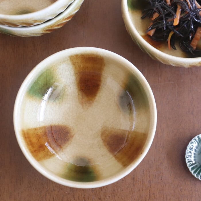 瀬戸赤津焼 拝戸窯稲山 小鉢 三彩 SetoAkazu-yaki Small bowl #461