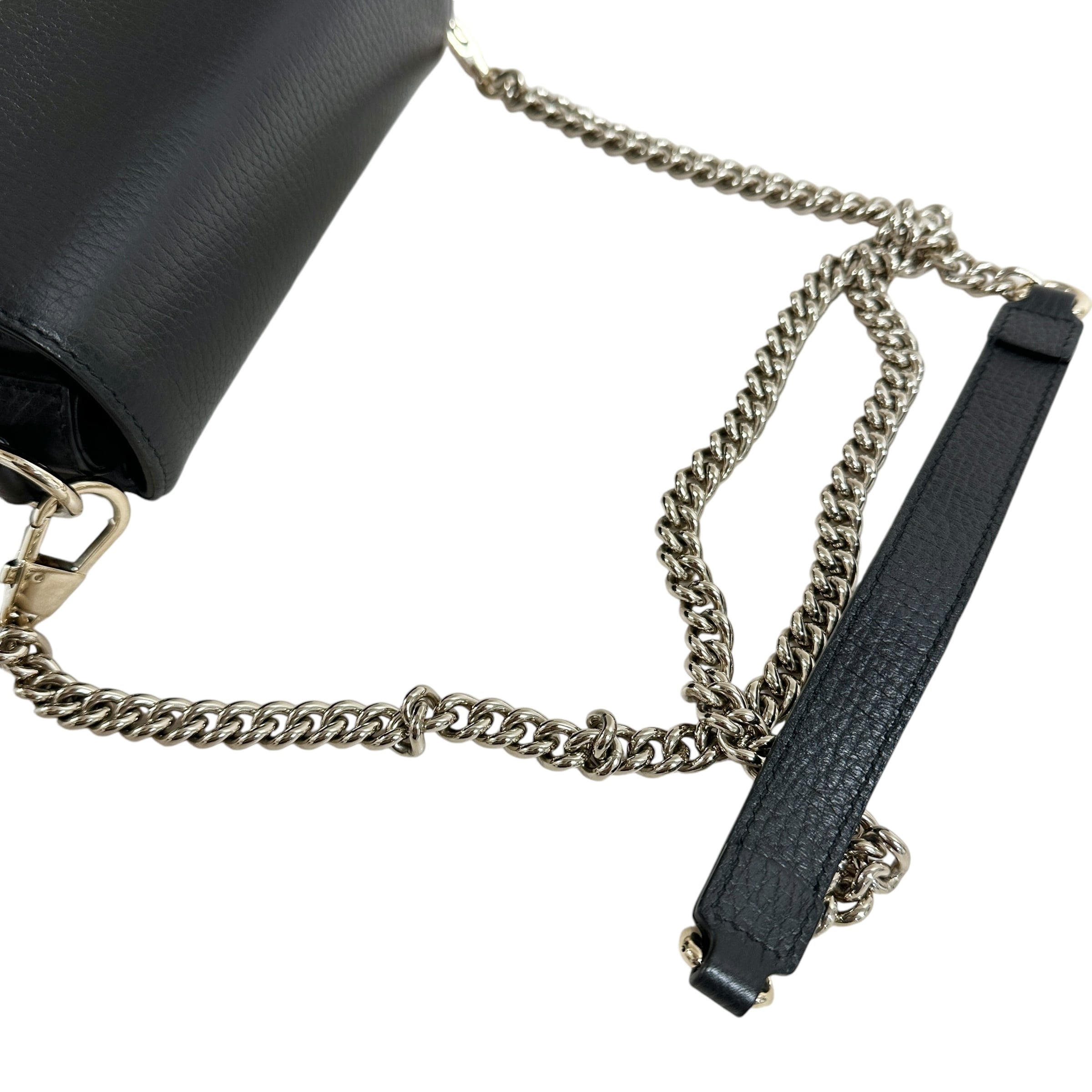 GUCCI グッチ インターロッキング チェーンショルダーバッグ ブラック
