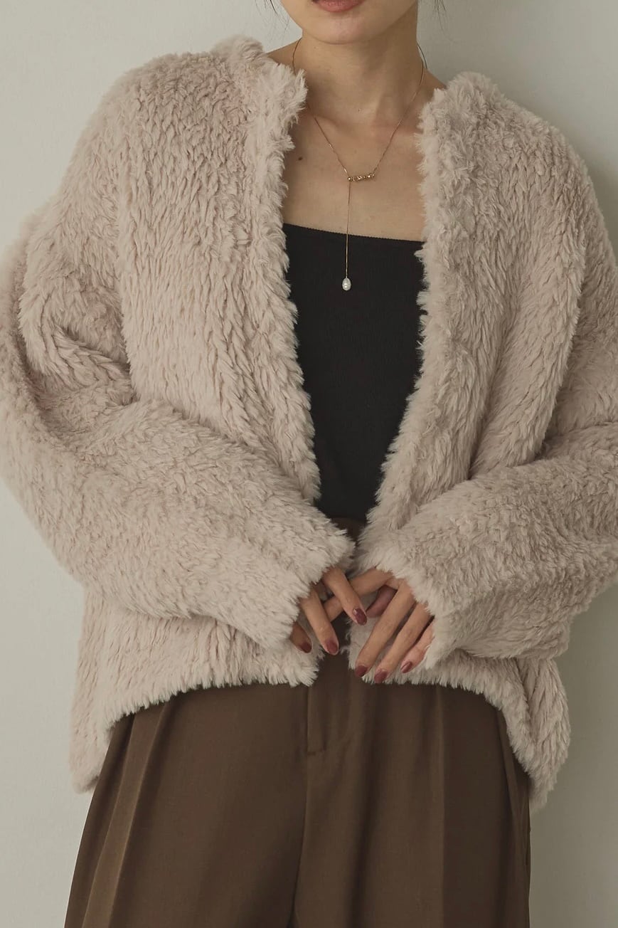 Fur knit coat ファーニットコート Ivory