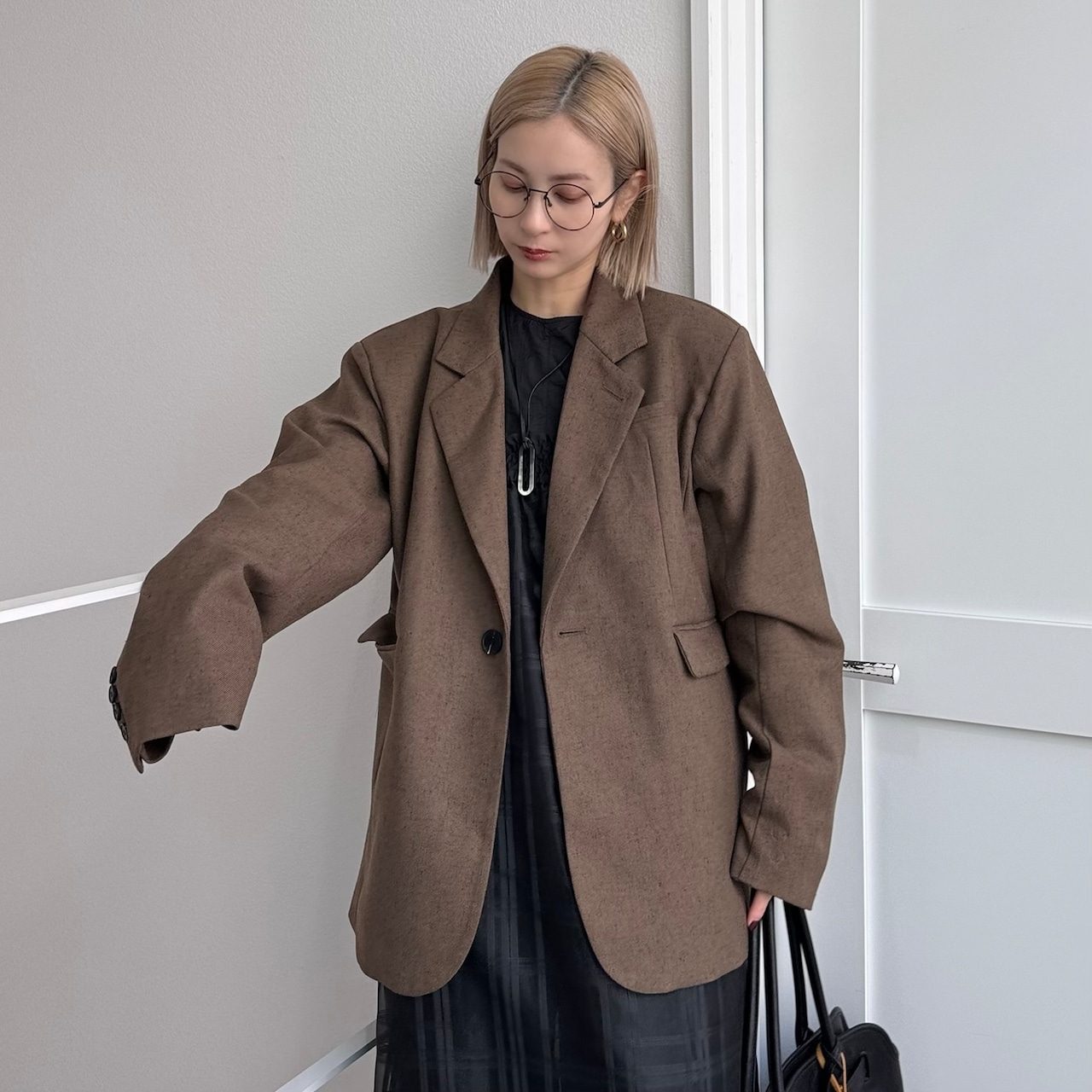 mixツイルオーバーハンサムJK/ブラウン