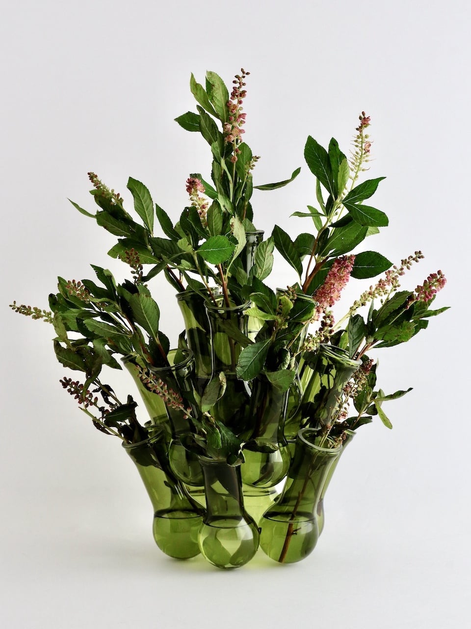 ガラスの小瓶フラワーベース グリーン L（16口）｜Glass Bud Vase