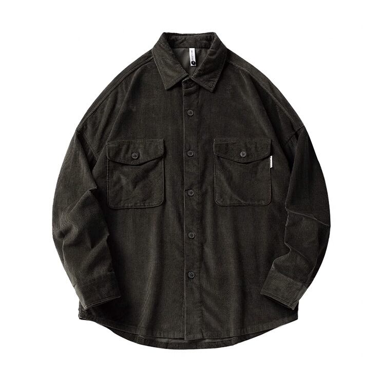 ★TEXTURED PLAIN CORDUROY WORK SHIRT　　　A0785
