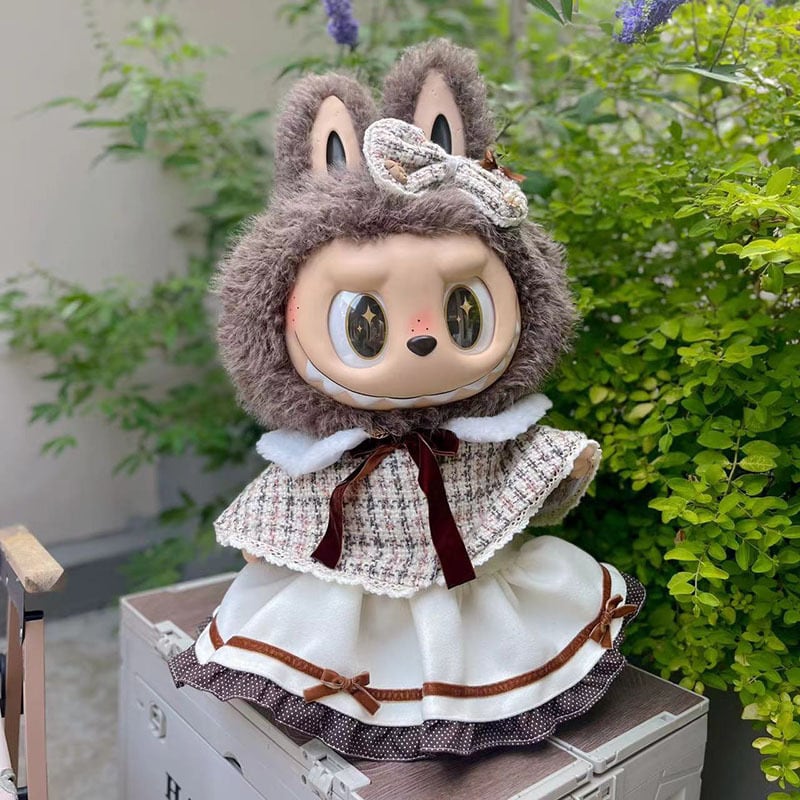 58cm ZIMOMO/LABUBU用 チェック/花柄 トップス+スカート+ヘア