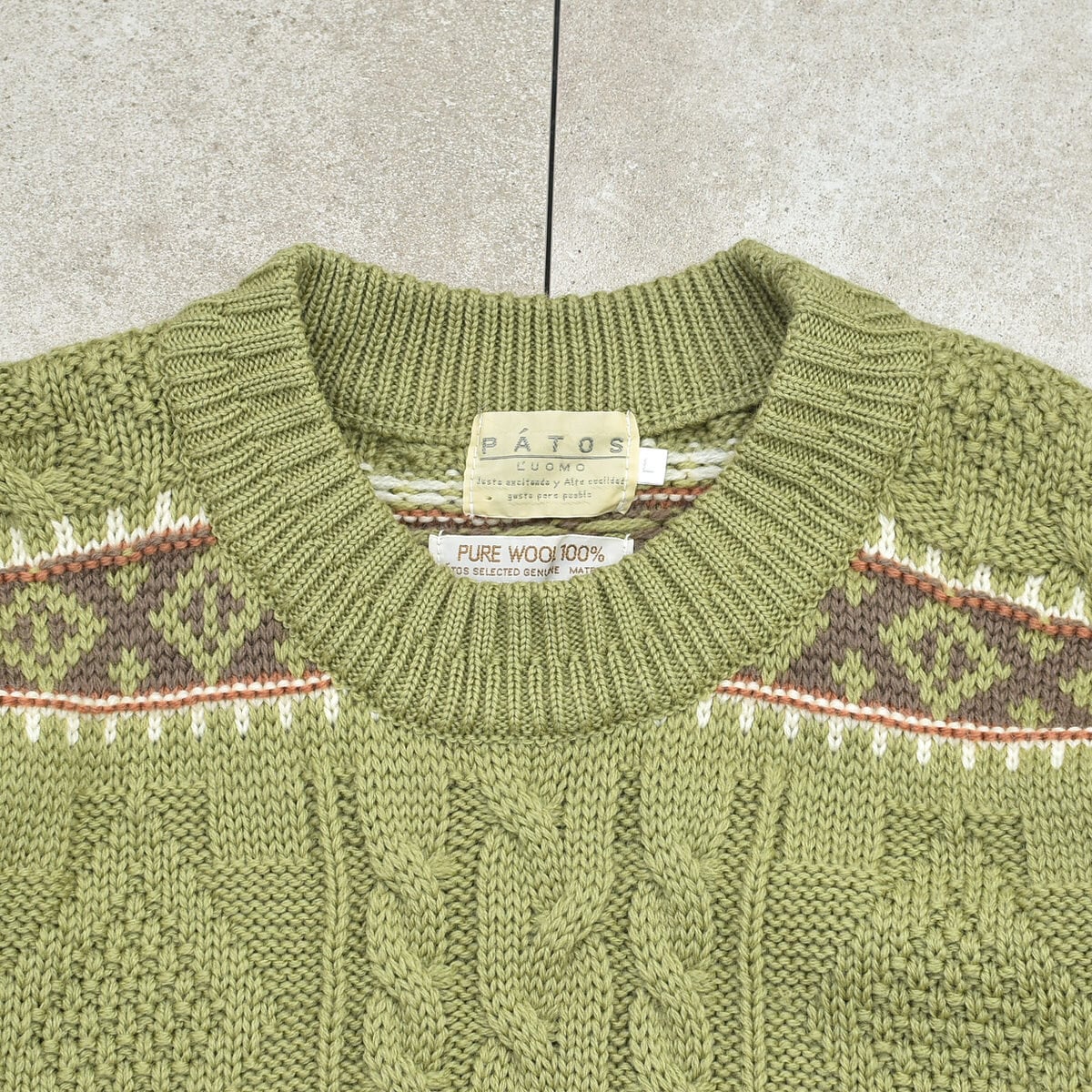 Cable & Jacquard design wool sweater | 古着屋 grin days memory
