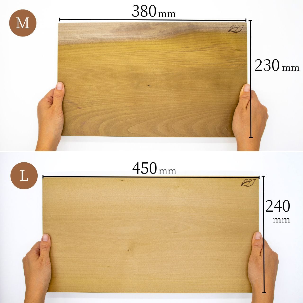【標準サイズ】カラフルな雇いざねがお洒落♪朴木のまな板 TypeA HO2211 受注生産】朴(ほお)のまな板 MサイズSSサイズセット※製作期間1