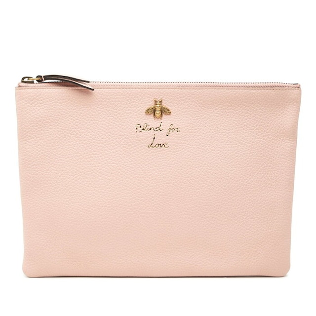 グッチ アニマリエ ビー クラッチバッグ セカンドバッグ 460187 ピンク レザー レディース GUCCI 【中古】