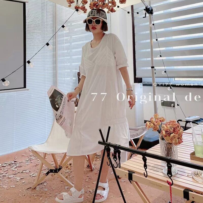 サマースタイルドレス ルーズスカート 大きめサイズ 夏物 ミックスインファッション33693233855